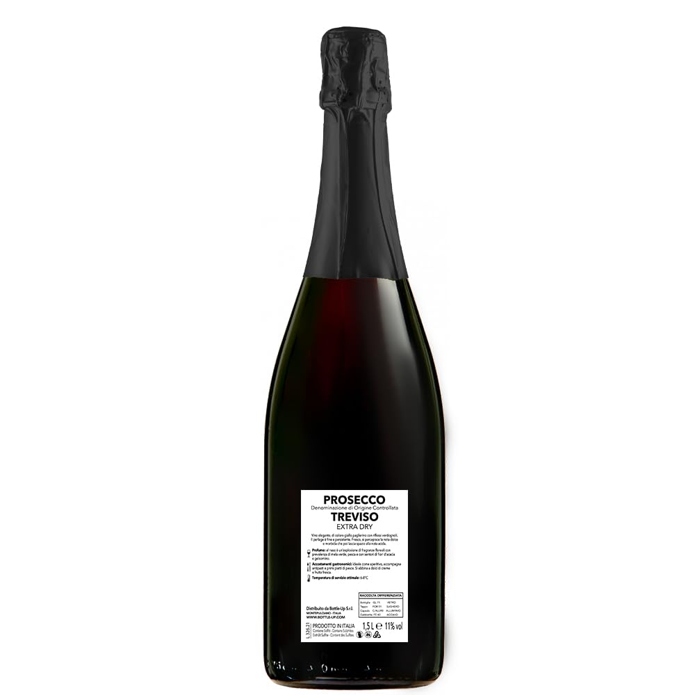 Bottiglia con etichetta personalizzata di Prosecco DOC Extra Dry - Idea regalo per compleanno esclusiva e originale (1,5L, Foto e dedica)