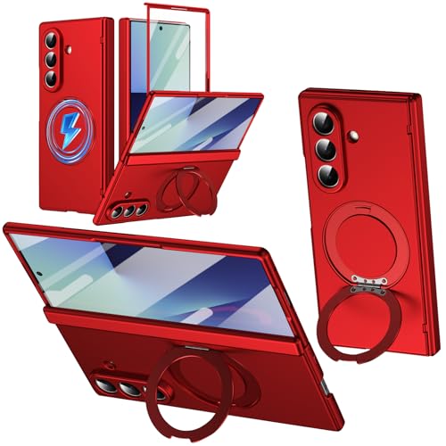 Étui Samsung Galaxy Z Fold7 haut de gamme rouge magnétique anti-traces