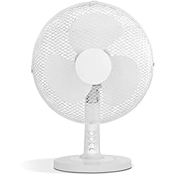 Ventilador Saivod Brise Stand TIENDA EURASIA - Ventilador de Mesa, Ventilador Silencioso, 3 Velocidades hasta 35W, 2 Posiciones Fijo o Rotativo, Medida B 24,5cm D 34cm H 48cm, Area Hasta 12m2 (Blanco)