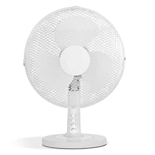 TIENDA EURASIA - Ventilador de Mesa, Ventilador Silencioso, 3 Velocidades hasta 35W, 2 Posiciones Fijo o Rotativo, Medida B 24,5cm D 34cm H 48cm, Area Hasta 12m2 (Blanco)