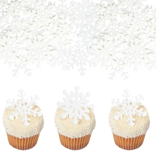 Ephlyn 60Pcs Edible Cupcake Toppers Snowflake Cake...