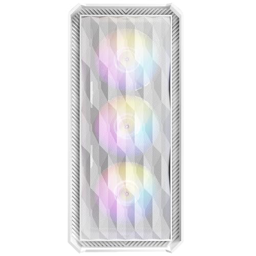 Image of Antec NX292 Elite White ATX Mid-Tower Case, Tempered Glass Side Panel, Full Side View, Pre-Installed 3 x 120mm Fixed RGB in Front 1x 1 x 120mm Fixed RGB in Rear