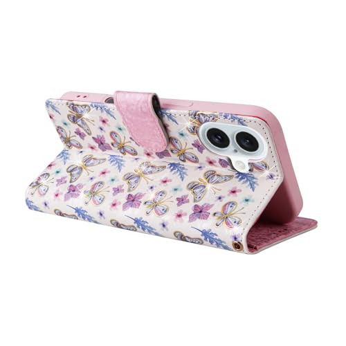 Housse iPhone 16 Plus portefeuille à fleurs idéale pour vos sorties et voyages