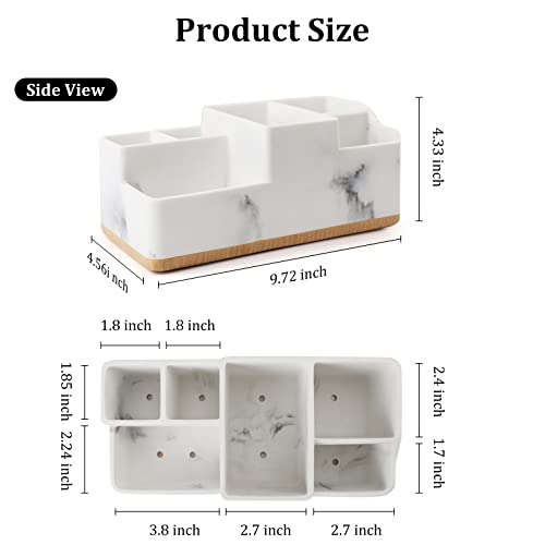 Ymwvh Toothbrush Holder For Bathroom, Bathroom Organizer Countertop, Rectangle 6 Slots Electric Toothbrush Holders For Toothpaste/Vanity Counter, White Resin Of Marble Color #TOP4