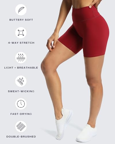 Image of Aoxjox Trinity Workout Biker Shorts for Women Tummy Control High Waisted Exercise Athletic Gym Running Yoga Shorts 6 inch