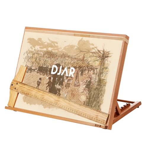 Reviews de Mesas de dibujo más recomendados. 47 DJAR - Mesa de dibujo de madera de 5 posiciones para pintura, caballete de mesa y tabla de bocetos, soporte de dibujo en ángulo ajustable para artistas adultos, 18 1/2 pulgadas...
