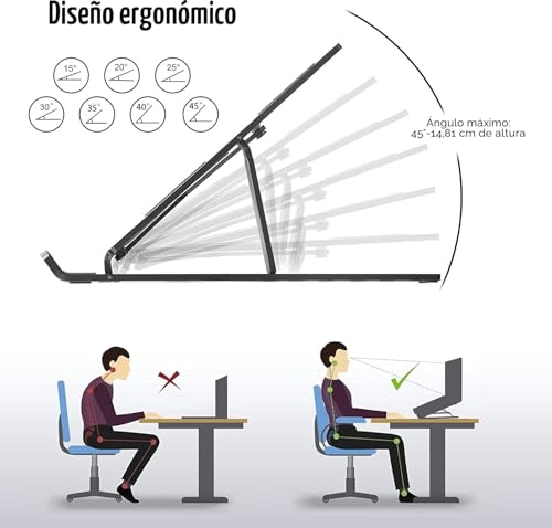 Miniatura 3 de Ougep Soporte Para Portátil, Múltiples Ángulos Ajustable Soporte Para Ordenadotabletas, Ergonómico Y Protector Ventilado Plegable Para Macbook Dell, Hp Otro10-15.6 Laptop Negro2
