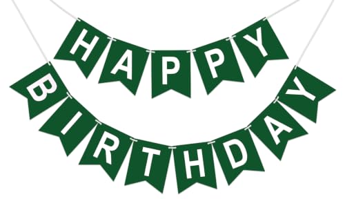 Image of Happy Birthday Banner Party Banner NO DIY Birthday Sign Dark Green