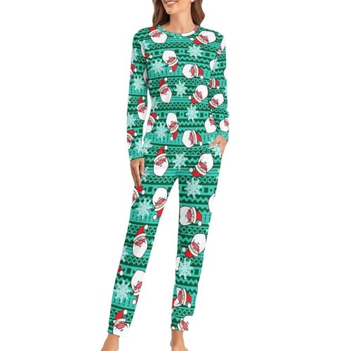 Pyjama femme Noël ensemble t-shirt manches longues et pantalon de nuit