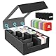 AOBOPLE Karten Box für 3900+ Karten,5 Reihen Sammelkarten-Aufbewahrungsboxen mit 48 Kartenteilern,Magnetische PU Leder Sammelkarten Box Deck Box für TCG,MTG,Sports Karten (Schwarz Grau)