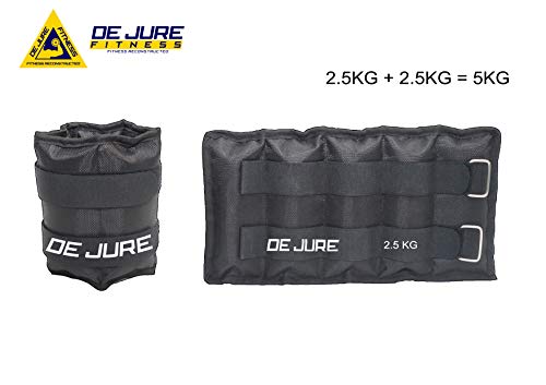 Image of DE JURE FITNESS Ankle & Wrist Weight Set, Adjustable Strap, 2.5KG Pair (2.5Kg x 2 = 5kg) (E) Black