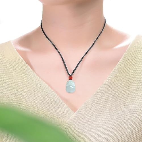 Collier pendentif en jade véritable et cordon noir ajustable Cherrii - 2