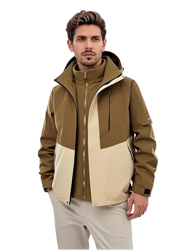 Image of Men's 3-in-1 Outdoor Hiking Jacket Lightweight Windproof Waterproof Jacket