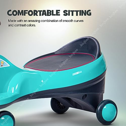 Image of Baybee Flare Baby Swing Cars for Kids | Twister Push Ride on Toy Cars with RGB Lights, Music & PP Wheels | Magic Car for Kid with 360 Rotation, Baby car for Kids 3 to 8 Years Boy Girl (Dark Green)