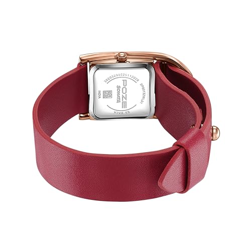 Image of Sonata Poze 6 Strokes and Stroll Quartz Red Round Dial Women's Watch | Leather Strap Material | Watches for Women Analog - SP80132WL01