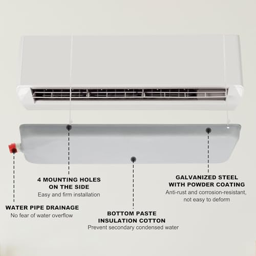 PATIKIL Klimaanlagen Auffangwanne 28 x 9 4 Zoll (71 x 24 cm) Universal Auffangwanne Aus Verzinktem Metall Mit Ablauföffnung Und Schlauch Für Split-Klimaanlagen Innen- Und Außenbereich