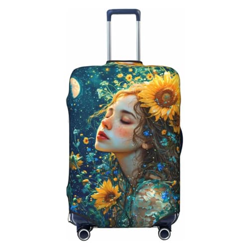 VOSERY Travel Luggage Cover - Starry Sky Sunflower Princess Washable Suitcase Covers Protector Fits 18-32 Inch Luggage