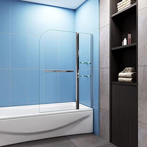 1200x1400mm 180 Pivot Chrome 6mm Glass Bathroom Shower Screen+Shelves+Towel Rail