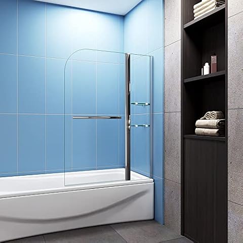 1200x1400mm 180 Pivot Chrome 6mm Glass Bathroom Shower Screen+Shelves+Towel Rail Cover