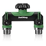 ZaakWang Hose Splitter 2 Way, Heavy Duty Garden Water Hose Spigot Bib Splitter, Outdoor Faucet Splitter with Shutoff Valve, T Adapter Connector with 3/4 - Inch GHT Thread (Green)