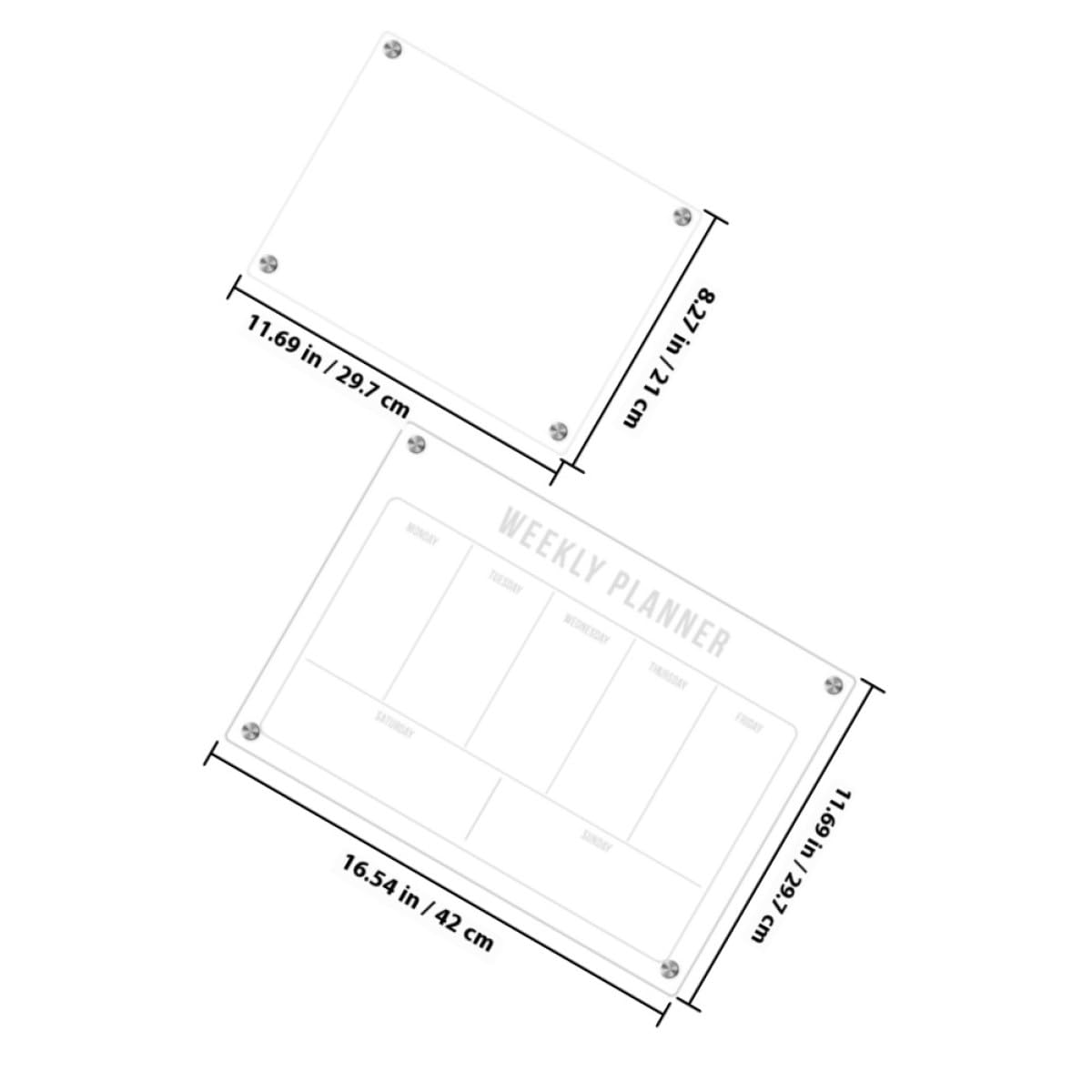 Transparente Acryl Wochenplaner Whiteboard Tafel zum Beschriften | Magnetisch, Wiederverwendbar, Tragbar, für Kühlschrank und Küche, 1 Satz mit Löschbarer Oberfläche