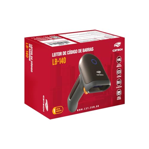 Leitor de codigo de barras C3Tech LB-140BK 1D/2D USB, Le QR code, tela digital, Danfe, Boleto, senso
