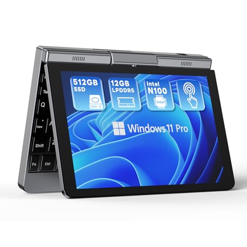 MECHAZER Mini Laptop Windows 11 Pro Computer 12GB LPDDR5 512GB SSD 2 in 1 PC 8 inch Touchscreen UHD Netbook Alder Lake-N100 Processor with USB 3.0 Bluetooth 5.2 WiFi 6