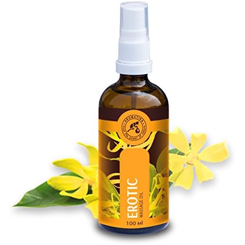 Aceite Masaje 100ml - 100% Natural Ylang Ylang Aceite y Jojoba Aceite - Maravilloso Olor - Botella de Cristal - Cosméticos Naturales Cover