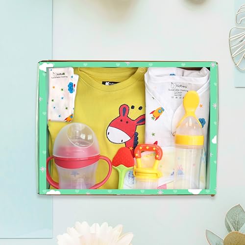 Image of Kidbea Complete Baby Clothing Gift Set Romper, Bib, and Baby Feeders Pack of 8 (Assorted)
