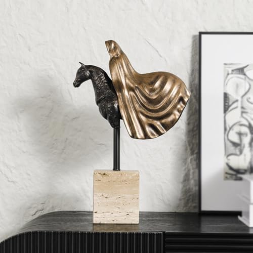 Stylish 14-inch tall resin horse figurine adding character to a contemporary desk setup.