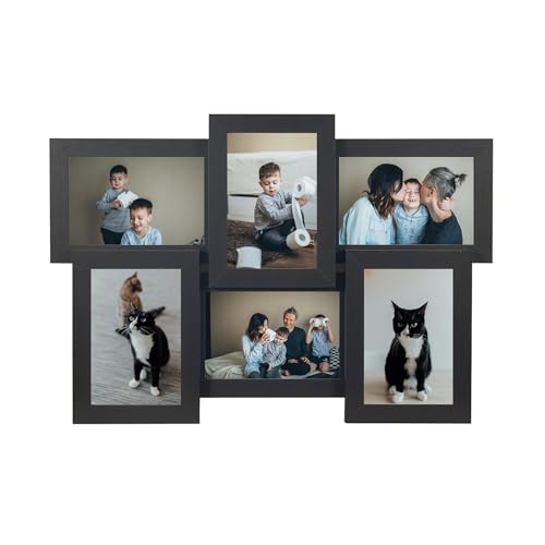 Scholartree Collage Picture Frames for 6 Photos, 4 x 6 Inches, Assembly Required, Black by Scholartree - Used condition - CA$25.58