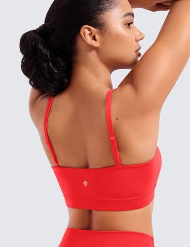 Image of CRZ YOGA Butterluxe Thin Strap Sports Bra | Light Support, Removable Pads, Yoga, Extremely Soft, Square Neck, Adjustable Back, for Women