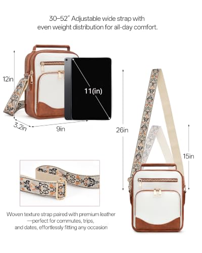 Image of Large Crossbody Bags for Women,Boho Strap Vegan Leather Purse | Built-in Wallet RFID Womens Crossbody Purse,Structured, Multi Pockets, Versatile Shoulder Bag for Travel,commuting,daily