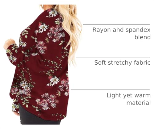 Image of DOLNINE Womens Plus Size Knotted Tops Long Sleeve Tee Shirts Loose Casual Blouse