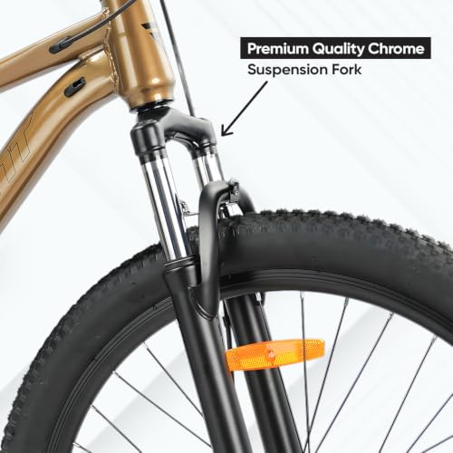 Image of ROADGIANT Squad 24T| MTB | Steel Bicycle | Dual Disc Brakes | Single Speed | Front Suspension | Unisex| for All-Terrain Bike for Ages 13+ Years (Brown)