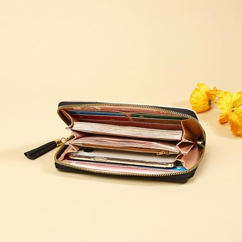 Wallet for Womens Genuine Leather Multi Credit Card Large Capacity Zip Around Clutch Travel Wristlet3