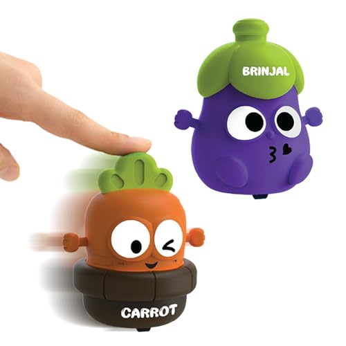 Image of Press & Go Veggie Runner Toy Pack of 2 for Kids with Bright Brinjal & Carrot Designs, Push and Go Action Toy Cars, Best Gift for Kids, 3+ Years