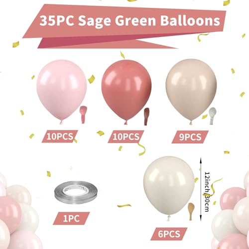 Image of Pink Beige Double Balloons, Nude White Double Stuffed Balloons, Retro Dusty Pink Ivory Ballons for Girls Woman Birthday Boho Wedding Baby Shower Party Bridal Shower Anniversary Decorations Supplies