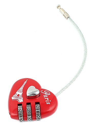 Image of Aexit Red Heart Padlocks & Hasps Shaped 3 Digits Luggage Drawer Combination Password Combination Padlocks Padlock Lock