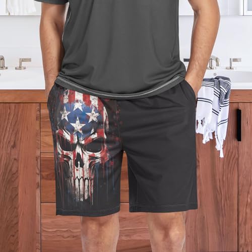 Men's Pajama Shorts Black Pajama Sleep Bottoms Casual with Pockets M 20324197 7