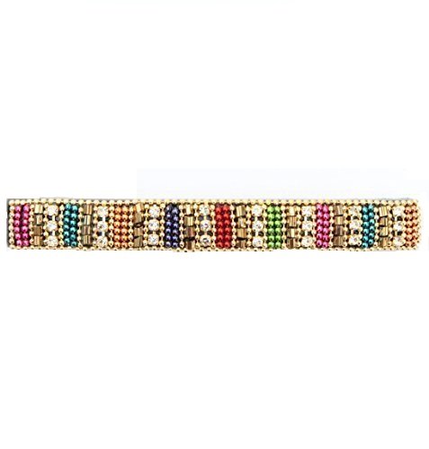 Yumi® Handmade Back Hair Clip Center Clip for Girls and Women (Golden with Multi Color)-image-4
