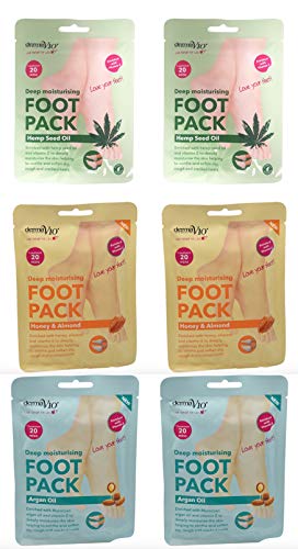 Derma V10 Fußpack-Maske (6 Stück) Deep Moisturizing (Hanfsamenöl, Honig & Mandel, Arganöl) Cover