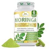 Organic Veda Moringa Capsule 1000mg, 6 Months Supply - True Green Pure Organic Moringa Leaf Superfood - Vitamins & Antioxidants Rich Powder, Energy, Digestion, Brain & Skin Health - 360 Vegan Capsule