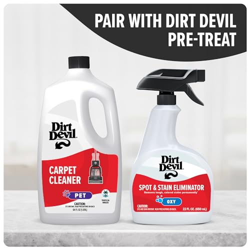 Image of Dirt Devil Pet Carpet Cleaner Solution, 64 oz., Tropical Breeze Scent, Carpet Shampoo Solution, Eliminates Pet Stains and Odors, Pair with Dirt Devil Full Size Carpet Cleaner Machines