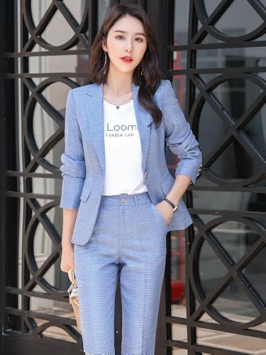 Image of Women's Cotton Blend Casual Printed Full Sleeve Collared Top and Pant Set with Blazer | Western Set for Women