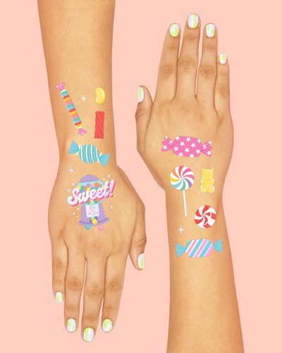 xo, Fetti Candy Party Temporary Tattoos - 72 Iridescent Styles | Kids Birthday Decorations, Girls Party Favors, Dessert Table Accessories, Baby Shower Supplies, Home Activity