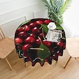 WZYWHJ Nappe décorative ronde imprimée de grosses cerises de 152,4 cm, peut être lavée et réutilisée pour table de salle à manger ronde
