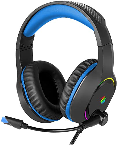 X.cell Trigger Gaming Headset with Mic for Xbox One/PS4/PS5/PC/Tablet/Smartphone, Stereo Headphones Over Ear Bass 3.5mm Microphone and Soft Memory Earmuffs - Black & Blue, XL-TRIGER, Trigger 7.1