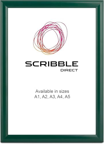 Scribble A2 Green Snap Frame. Poster/Certificate Clip Frame, Anodised Front Opening 25mm Aluminium Poster Frame.