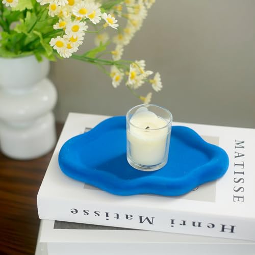Image of Jewelry Dish Trinket Tray for Women, Ring Dish Holder, Unique Cloud Shape Ceramic Plate Cute Things Vanity Aesthetic Room Decor Mother's Day Birthday (Klein Blue)